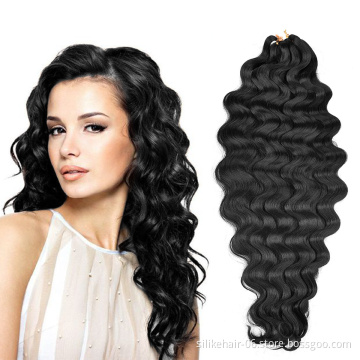 High Quality Black Brown Pre-feathered Hybrid Water Wave Braids 3x Body Ocean Wave For Bulk Braiding Synthetic Hair Extensions